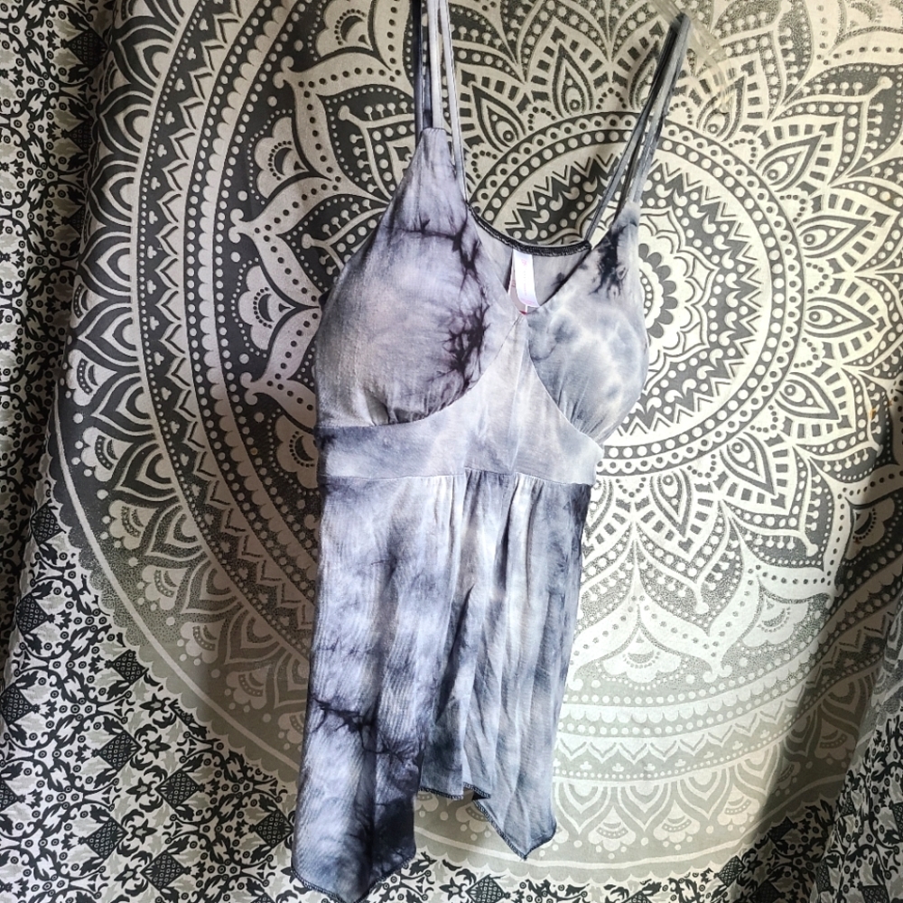 Babydoll Hanky Hem Empire Waist Crossed Strap Tank